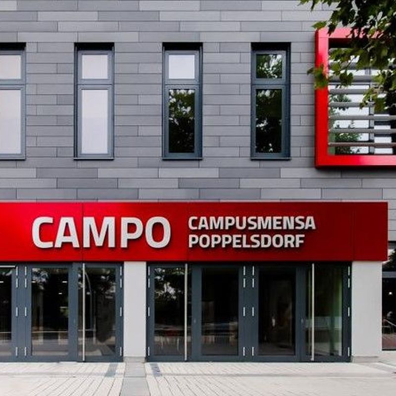 Zu sehen ist der Haupteingang der CAMPO Campusmensa Poppelsdorf
